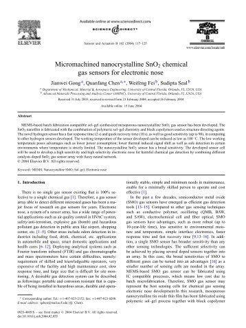 Micromachined nanocrystalline SnO2 chemical gas sensors for ...