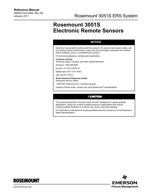 Rosemount 3051S Electronic Remote Sensors - Emerson Process ...