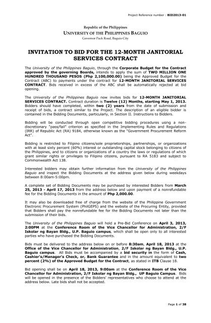 Philippine Bidding Documents - UP Baguio