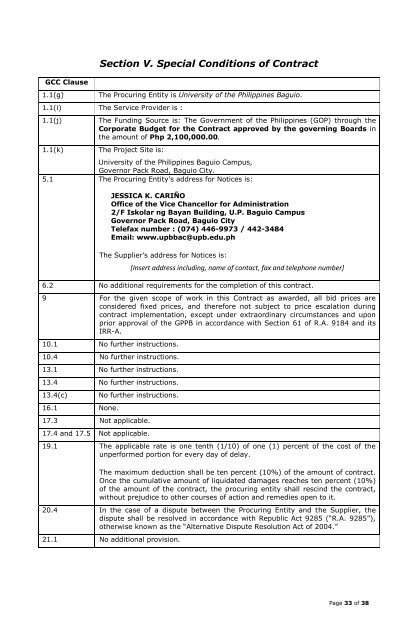 Philippine Bidding Documents - UP Baguio