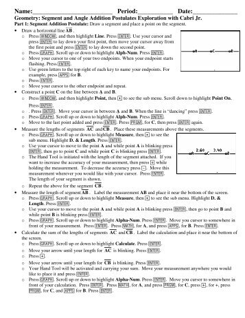 Segment and Angle Addition Postulates Exploration - MILC