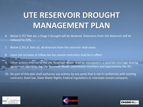 Drought Management Planning at Ute Reservoir, Quay County, NM