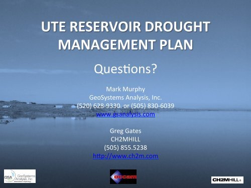 Drought Management Planning at Ute Reservoir, Quay County, NM