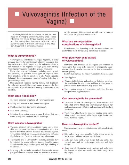 Vulvovaginitis (Infection of the Vagina)
