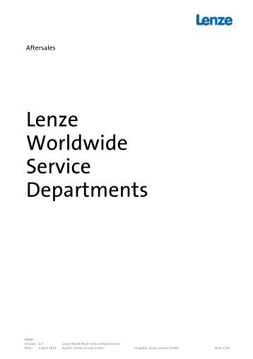 Lenze Worldwide Service Departments