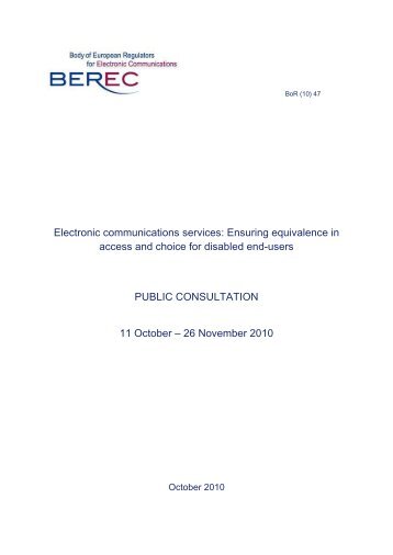 Electronic communications services: Ensuring ... - berec - Europa