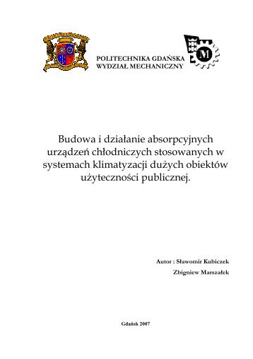 Budowa i działanie absorpcyjnych urządzeń chłodniczych ...