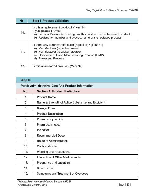 DRUG REGISTRATION GUIDANCE DOCUMENT (DRGD) - BPFK