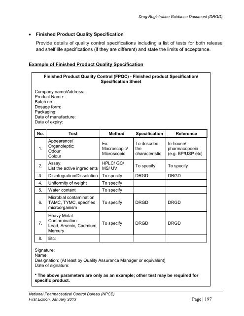 DRUG REGISTRATION GUIDANCE DOCUMENT (DRGD) - BPFK