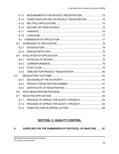 DRUG REGISTRATION GUIDANCE DOCUMENT (DRGD) - BPFK