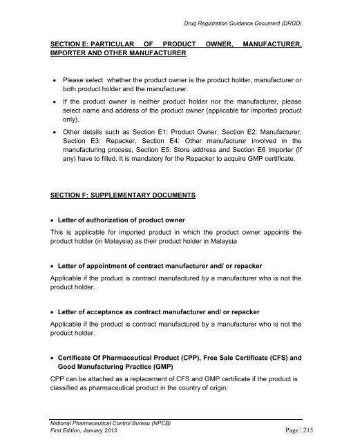 DRUG REGISTRATION GUIDANCE DOCUMENT (DRGD) - BPFK