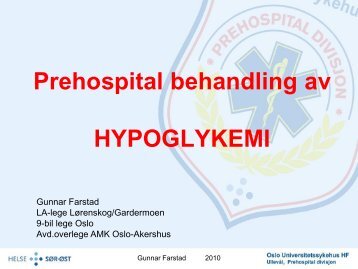 Prehospital behandling av HYPOGLYKEMI - nakos