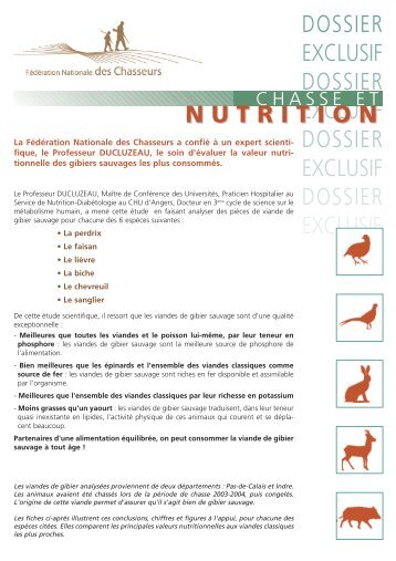 Dossier nutrition - FÃ©dÃ©ration Nationale des Chasseurs