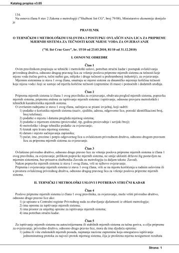 Katalog propisa v3.05 - Zavod za metrologiju Crne Gore