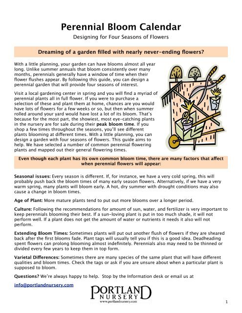 Perennial Bloom Calendar & Planting Guide - Portland Nursery Perennial Bloom Calendar & Planting Guide - Portland Nursery
