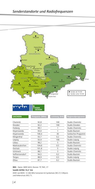 Senderstandorte und Radiofrequenzen - MDR-Werbung