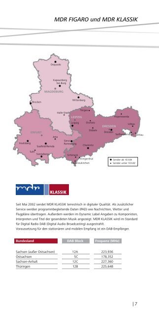 Senderstandorte und Radiofrequenzen - MDR-Werbung