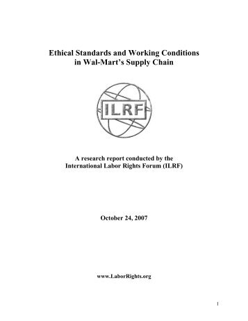 Ethical Standards and Working Conditions in Wal-Mart's Supply Chain