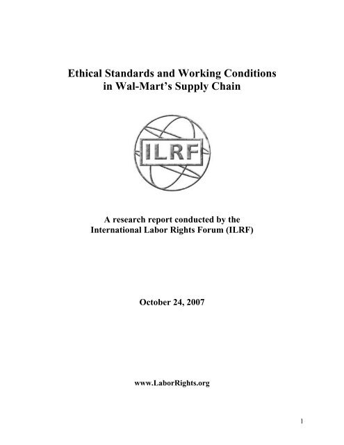 Ethical Standards and Working Conditions in Wal-Mart's Supply Chain