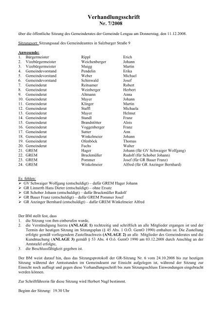 Gemeinderatssitzung Nr. 7 vom 11.12.2008 (113 KB) - .PDF - Lengau