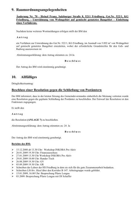 Gemeinderatssitzung Nr. 7 vom 11.12.2008 (113 KB) - .PDF - Lengau