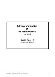Politique d'animation et de communication du CDI - Lycée Jules Fil