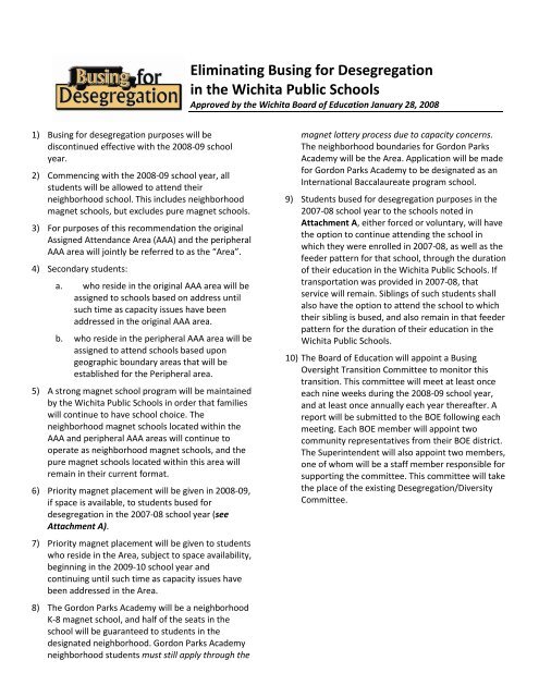 Eliminating Busing for Desegregation in the Wichita Public Schools