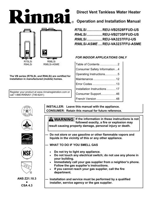 Direct Vent Tankless Water Heater - Alpine Home Air Products