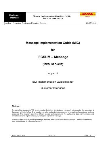 IFCSUM â Message - DHL