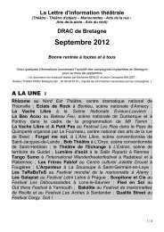 Septembre 2012 - Spectacle vivant en Bretagne