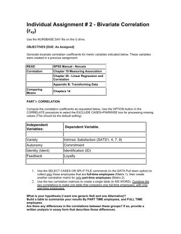 Individual Assignment # 2 - Bivariate Correlation (rxy)