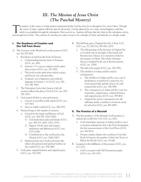 Doctrinal Elements of a Curriculum Framework for the Development ...