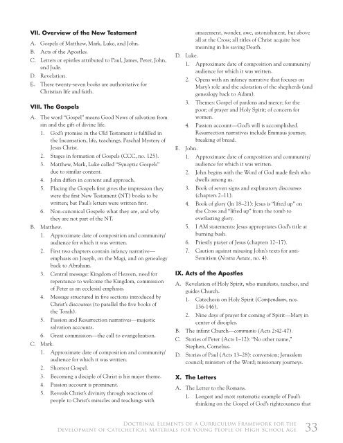 Doctrinal Elements of a Curriculum Framework for the Development ...