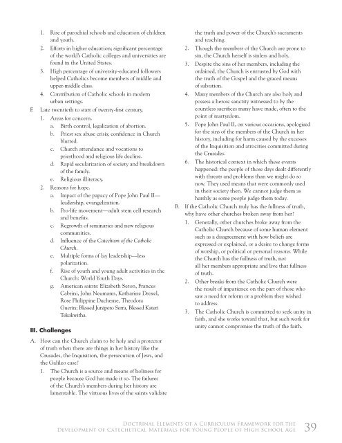 Doctrinal Elements of a Curriculum Framework for the Development ...