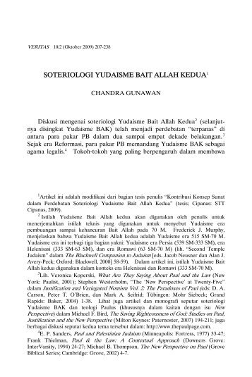 Soteriologi Yudaisme Bait Allah Kedua - SAAT