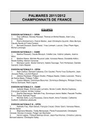 Palmares 2011-2012 des championnats de France