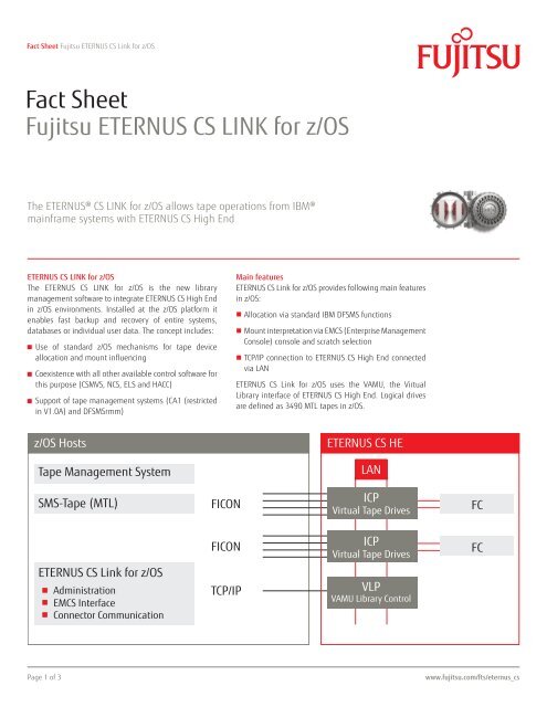 Fact Sheet Fujitsu Eternus Cs Link For Z Os Fact Sheet Fujitsu Eternus Cs Link For Z Os
