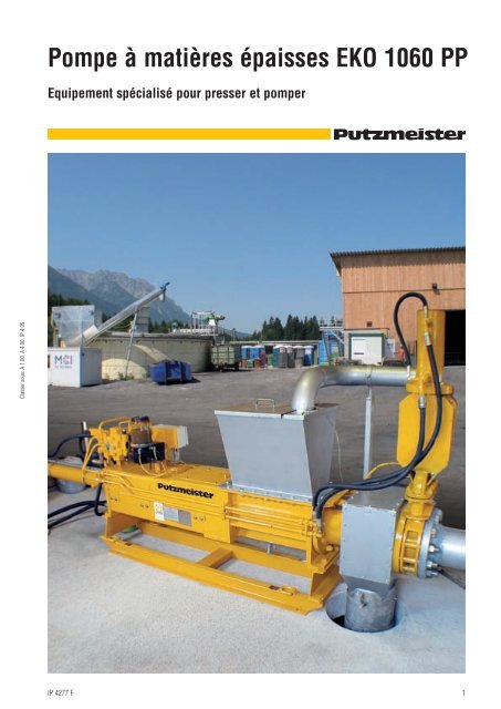 Pompe à matières épaisses EKO 1060 PP - Putzmeister Solid Pumps