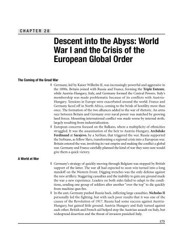 Descent into the Abyss: World War I and the Crisis of the