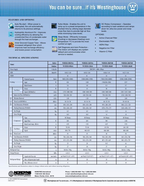 WIHXD1 WCHXD1 - Westinghousehvac-intl.com