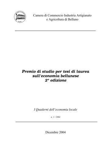 Premio di studio per tesi di laurea sull'economia bellunese 2Âª edizione