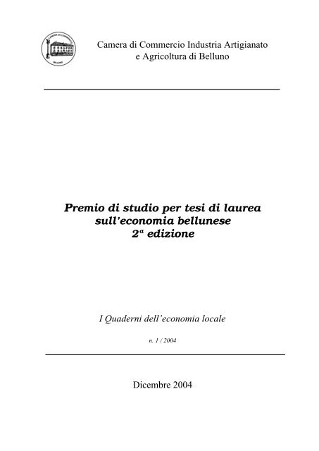 Premio di studio per tesi di laurea sull'economia bellunese 2Âª edizione