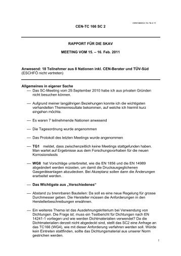 CEN-TC 166 SC 2 RAPPORT FÜR DIE SKAV MEETING VOM 15 ...