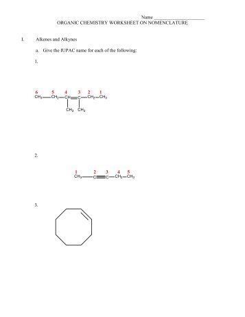 Alkenes & Alkynes WS