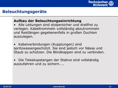 Stromerzeugung und Beleuchtung - THW Gst Straubing