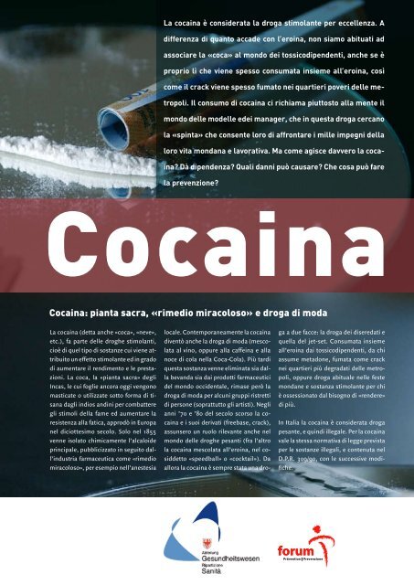 Cocaina - Provincia Autonoma di Bolzano