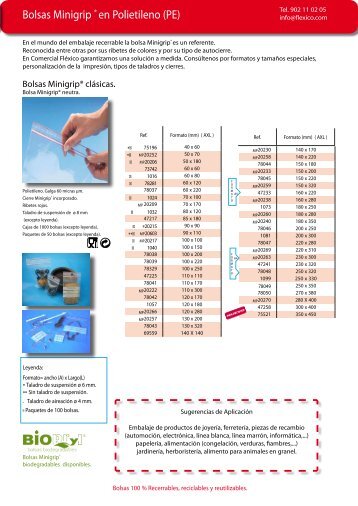 Bolsas minigrip ® en Polietileno (PE) - Comercial Flexico