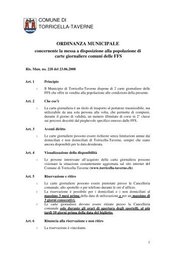 ORDINANZA MUNICIPALE concernente la messa a disposizione ...