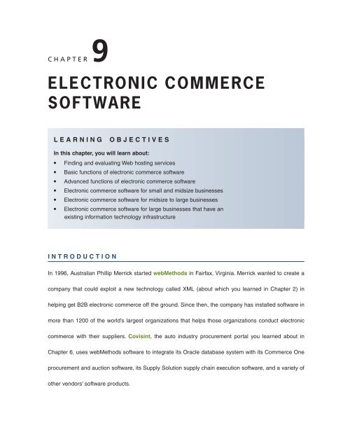 ELECTRONIC COMMERCE SOFTWARE