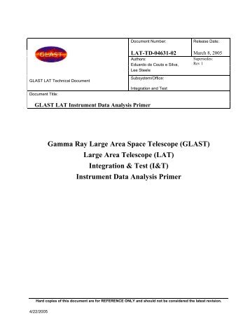 Gamma Ray Large Area Space Telescope ... - GLAST at SLAC